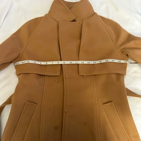 Khaki removable faux fur belted wrap pea coat - Picture 12 of 14